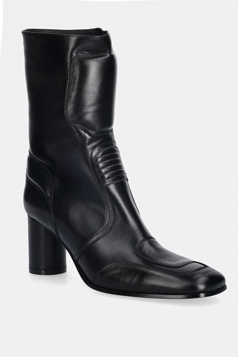 Кросівки та взуття Maison Margiela MM6 Maison Margiela Leather Square Toe Heeled Ankle Boots with Padded Panel чорний | S66WU0136.P3350.T8013