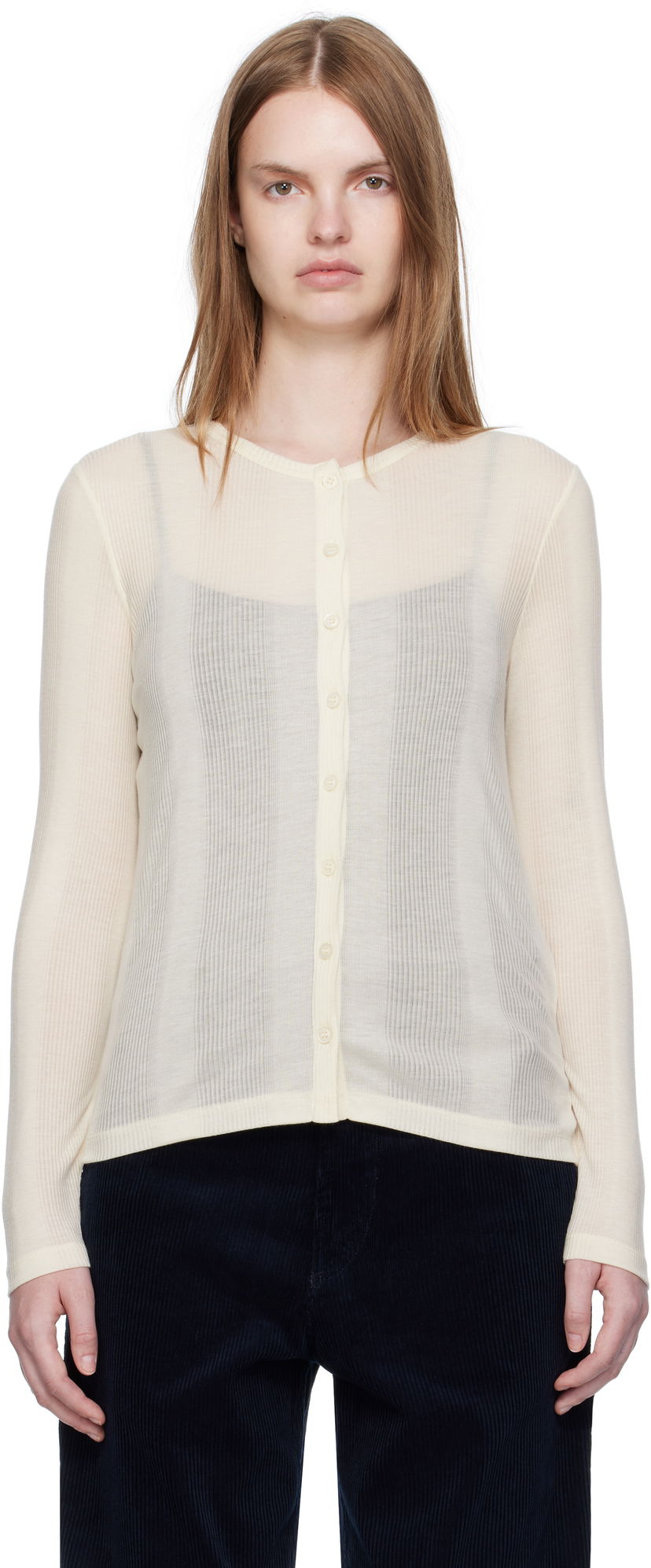 Cветр A.P.C. A.P.C. Lorie Button Cardigan бежевий | LYAAW-F22331