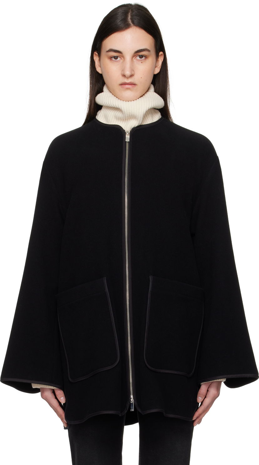 Пальто TOTEME TOTEME Felted Wool Zip-Up Jacket чорний | 251-WRO4262-FB0039