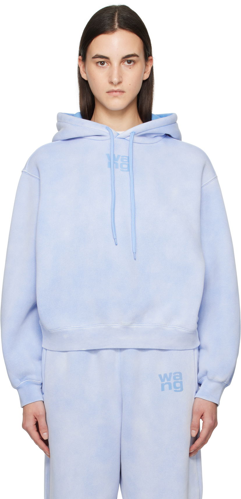 Світшоти Alexander Wang Alexander Wang Puff Logo Cropped Hoodie Синій | 4CC3242108