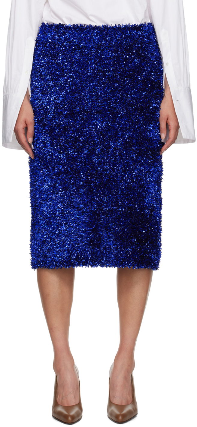 Спідниця Dries Van Noten Tinsel Midi Skirt Синій | 242-011245-9725