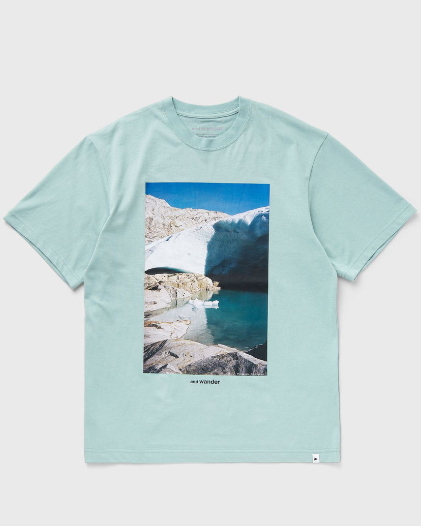 Футболка and wander Glacier Print Short Sleeve T-Shirt Бірюзовий | 5745184113-184