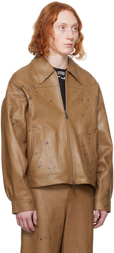 Куртка ADER ERROR Paint Splatter Cropped Leather Jacket Коричневий | BN01SSJK0101BR, 1
