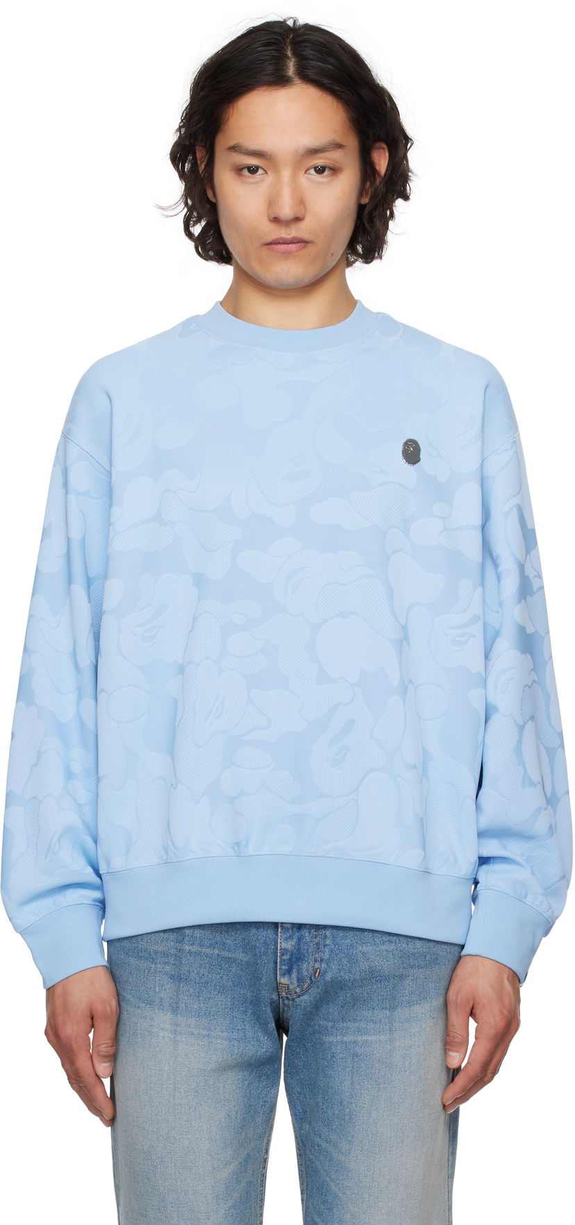 Світшоти BAPE A Bathing Ape Camo Jacquard Crewneck Sweatshirt Синій | 001SWL301305M