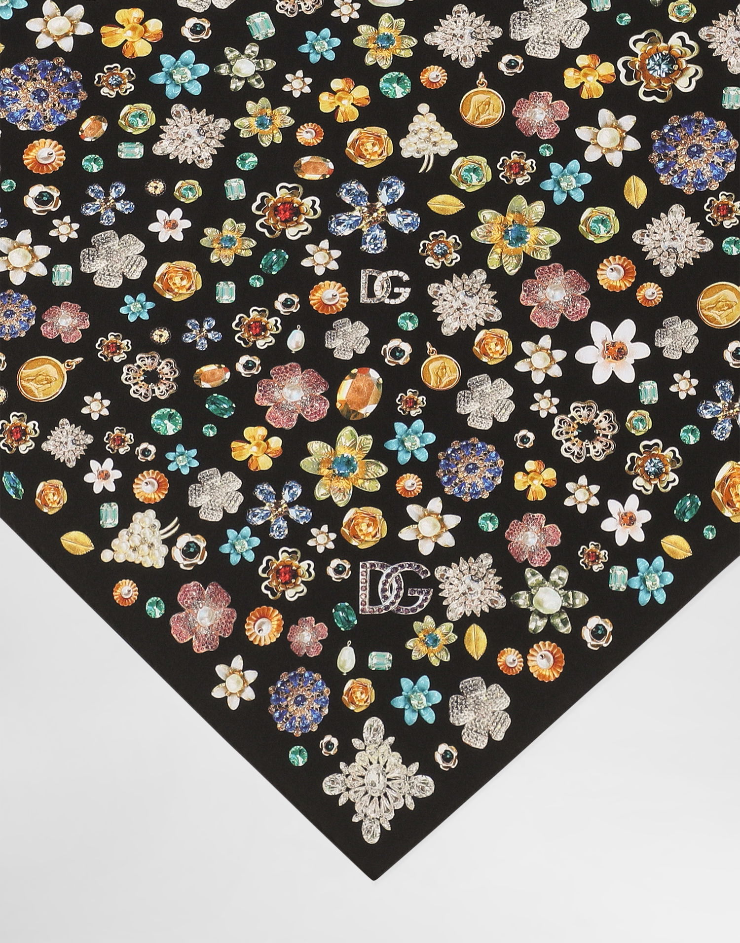 Шарф Dolce & Gabbana Dolce & Gabbana Silk Twill Jewel Print Stole чорний | FS326AGDDAYHN5SA, 1
