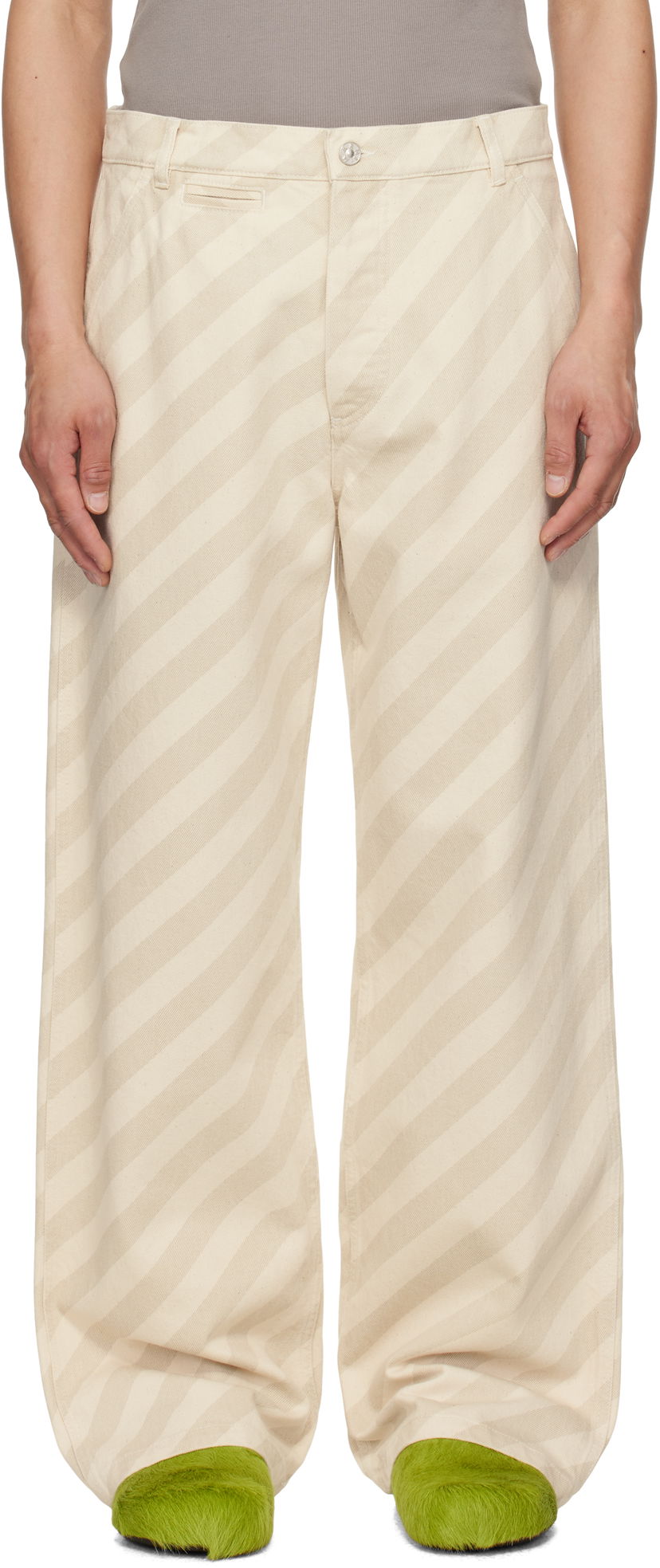 Штани Marni Marni Striped High-Waist Jeans бежевий | PUJU0101A0 USCX37