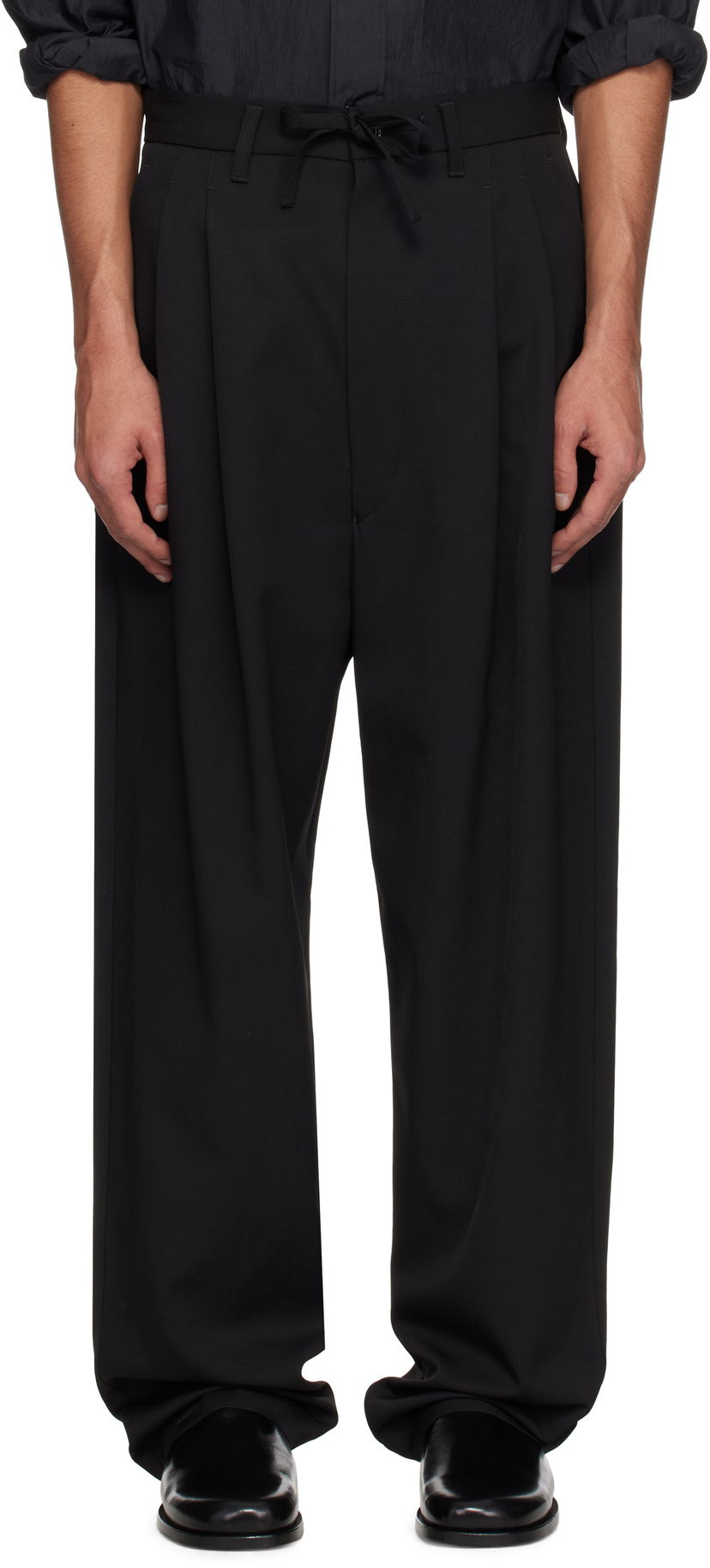 Штани LEMAIRE Lemaire Drawstring Pleated Trousers чорний | PA1168 LF1362