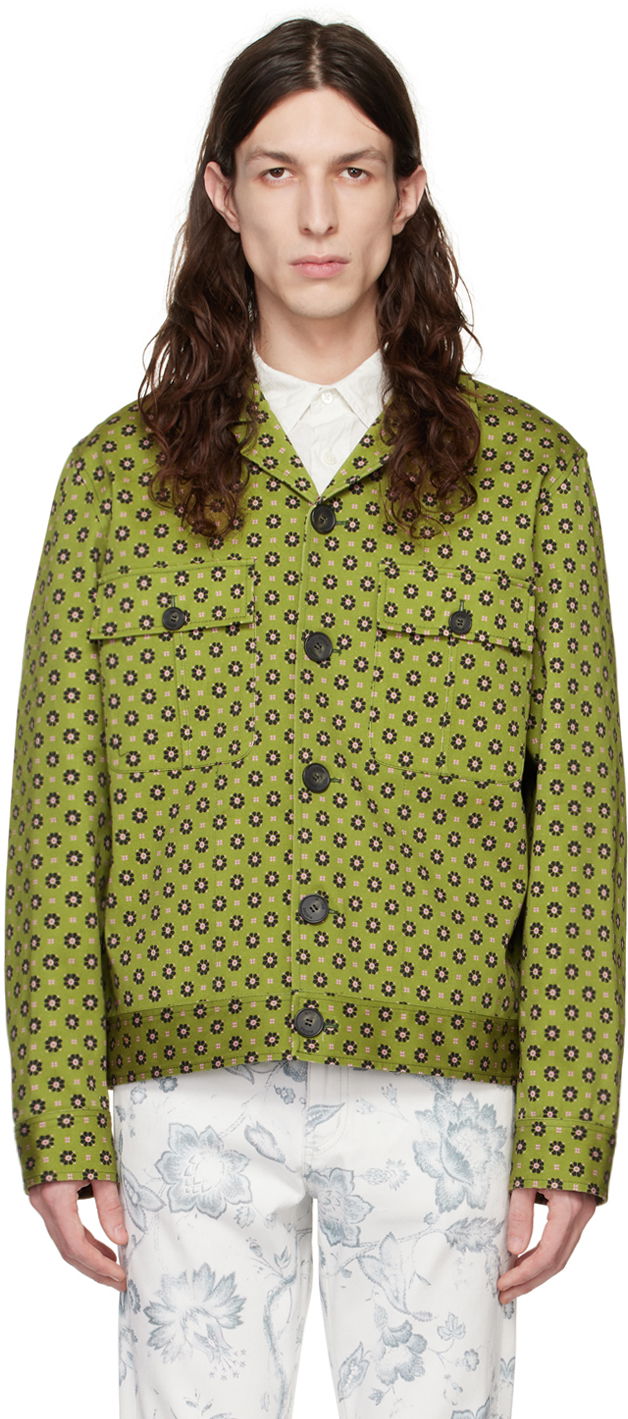 Куртка Erdem Erdem Graham Floral Print Jacket Зелений | MS23_712MMFOG GRAHAM