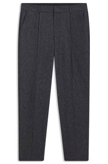 Штани BOSS Tapered-Fit Cotton-Blend Trousers Сірий | 50546035