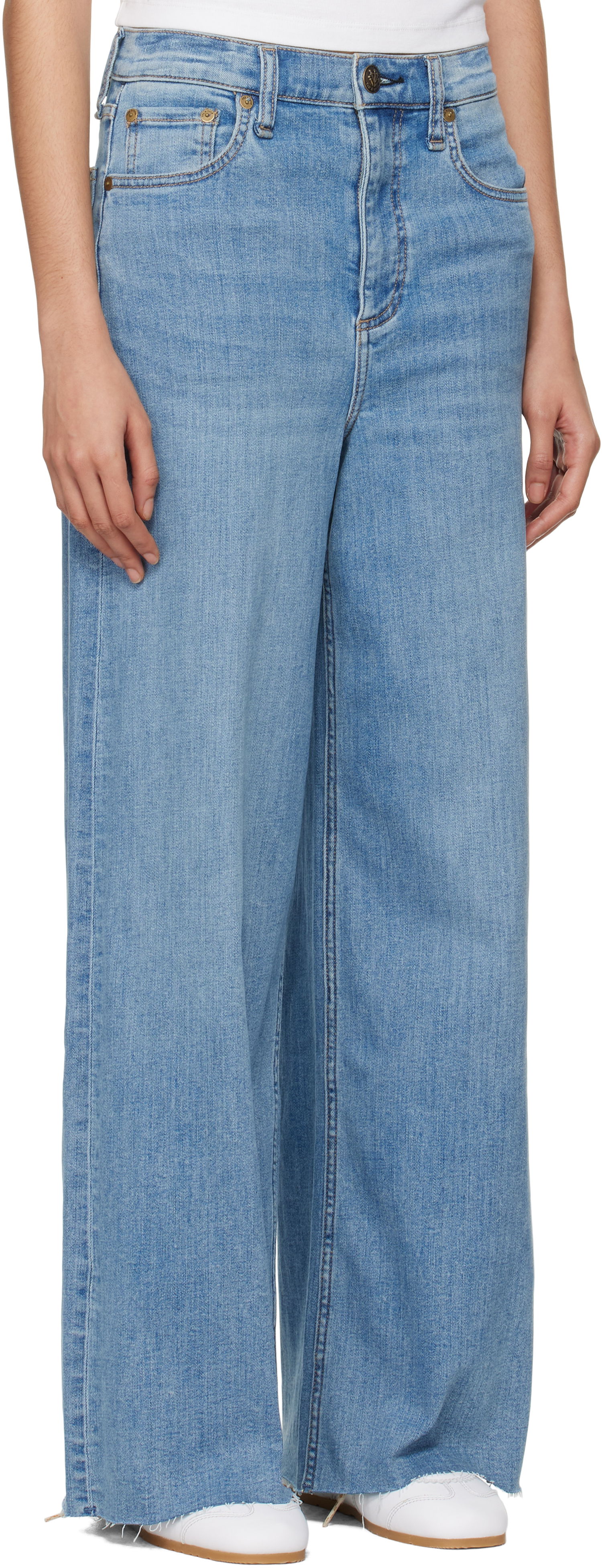 Джинси rag & bone rag & bone 'The Sofie' High-Rise Ultra Wide Ankle Jeans Синій | WDD24F3000FUMO, 1
