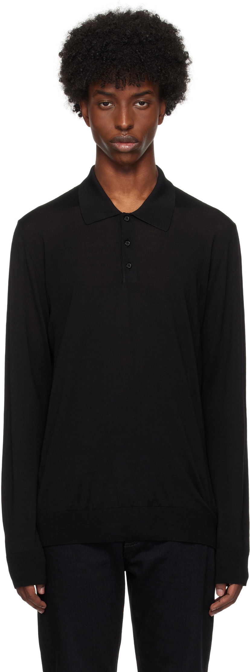 Сорочка поло Golden Goose Merino Wool Polo чорний | GMP01353.P001041.90100