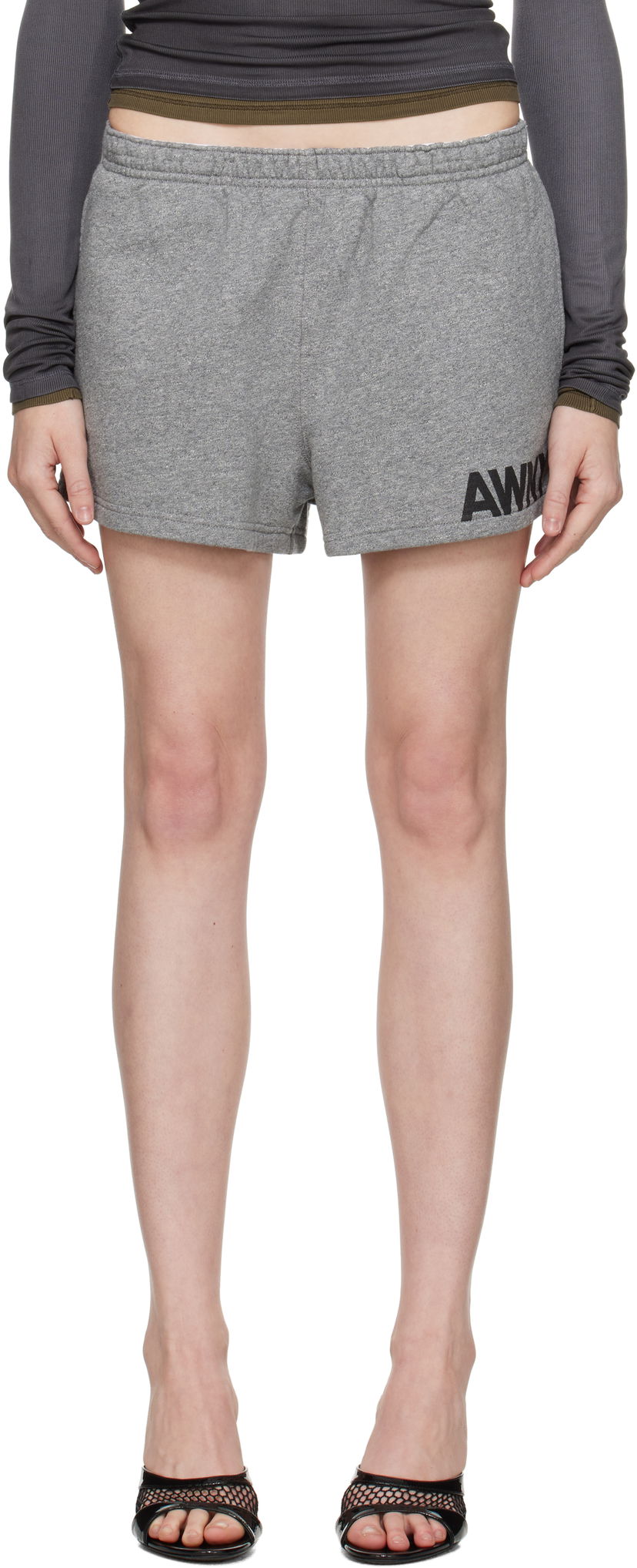 Шорти Alexander Wang Alexander Wang.t Logo Cotton Running Shorts Сірий | 4CC2254427
