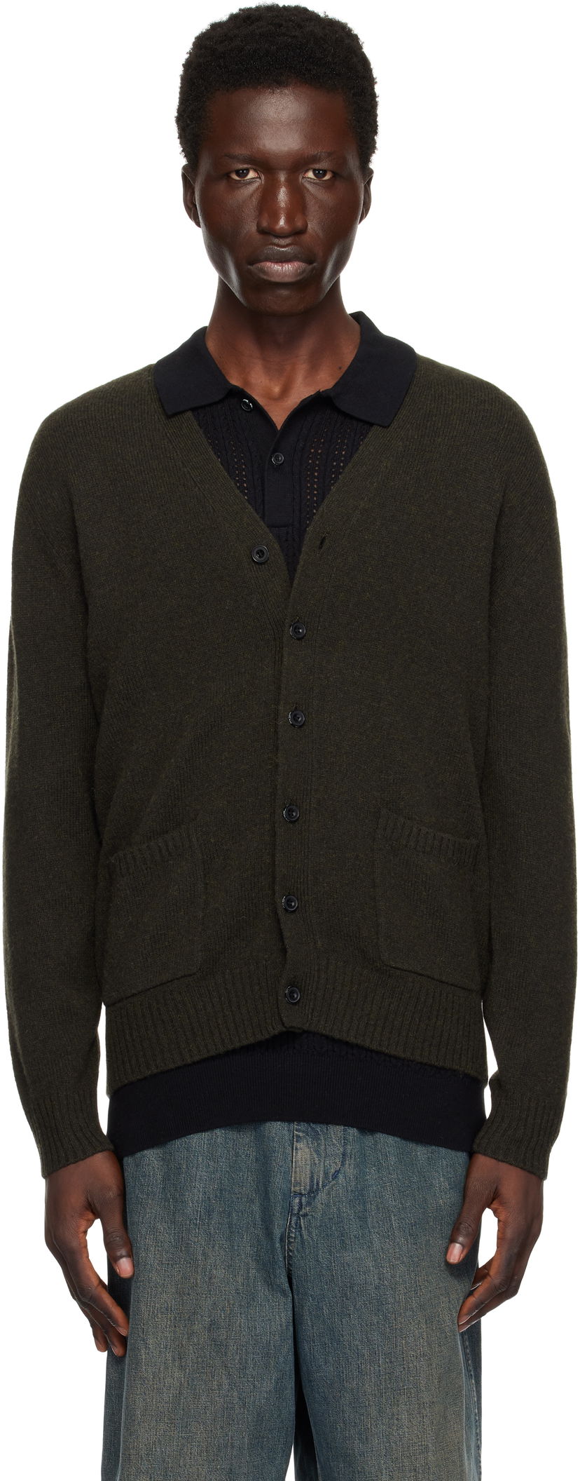 Cветр BEAMS BEAMS PLUS 7G Cardigan Зелений | 38150094103