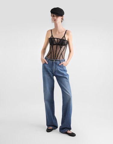 Сорочка Dolce & Gabbana Dolce & Gabbana Mesh Tulle Corset Top чорний | F7AG8TFLSK8N0000, 1