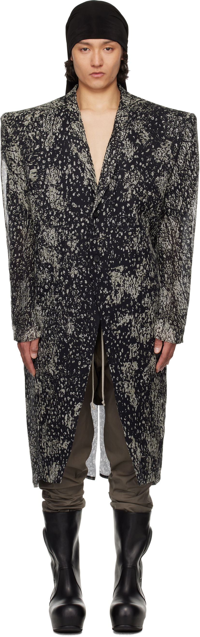 Пальто Rick Owens Rick Owens Hollywood Ricks Print Coat чорний | RU01E5931 SP1
