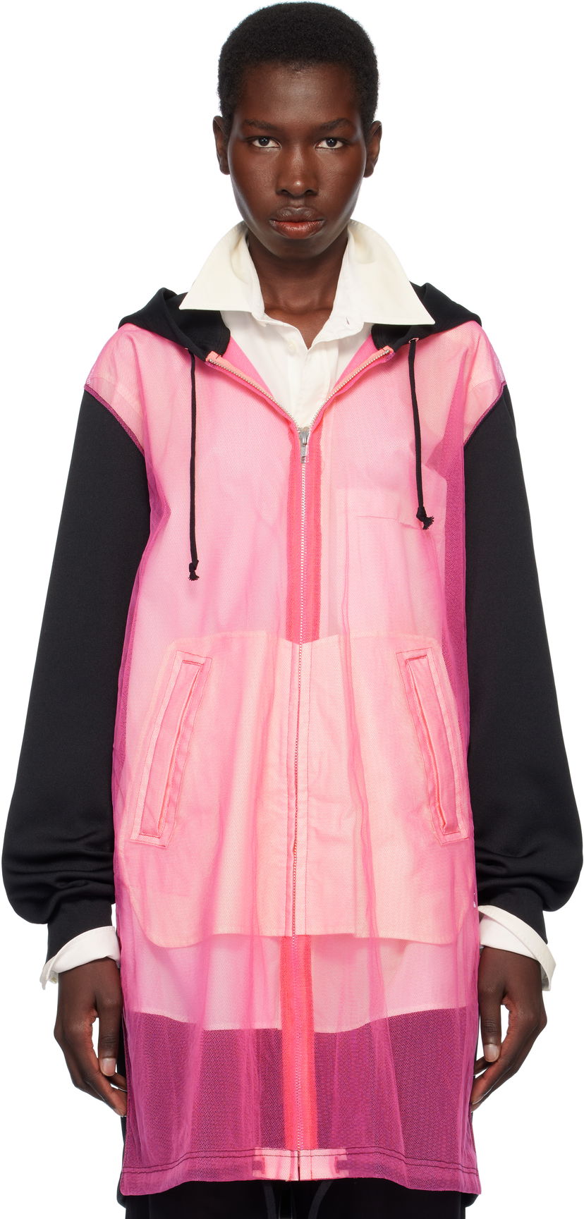 Світшоти Comme des Garçons Homme Plus Thick & Tulle Zip-Up Hoodie Рожевий | PO-T031-051
