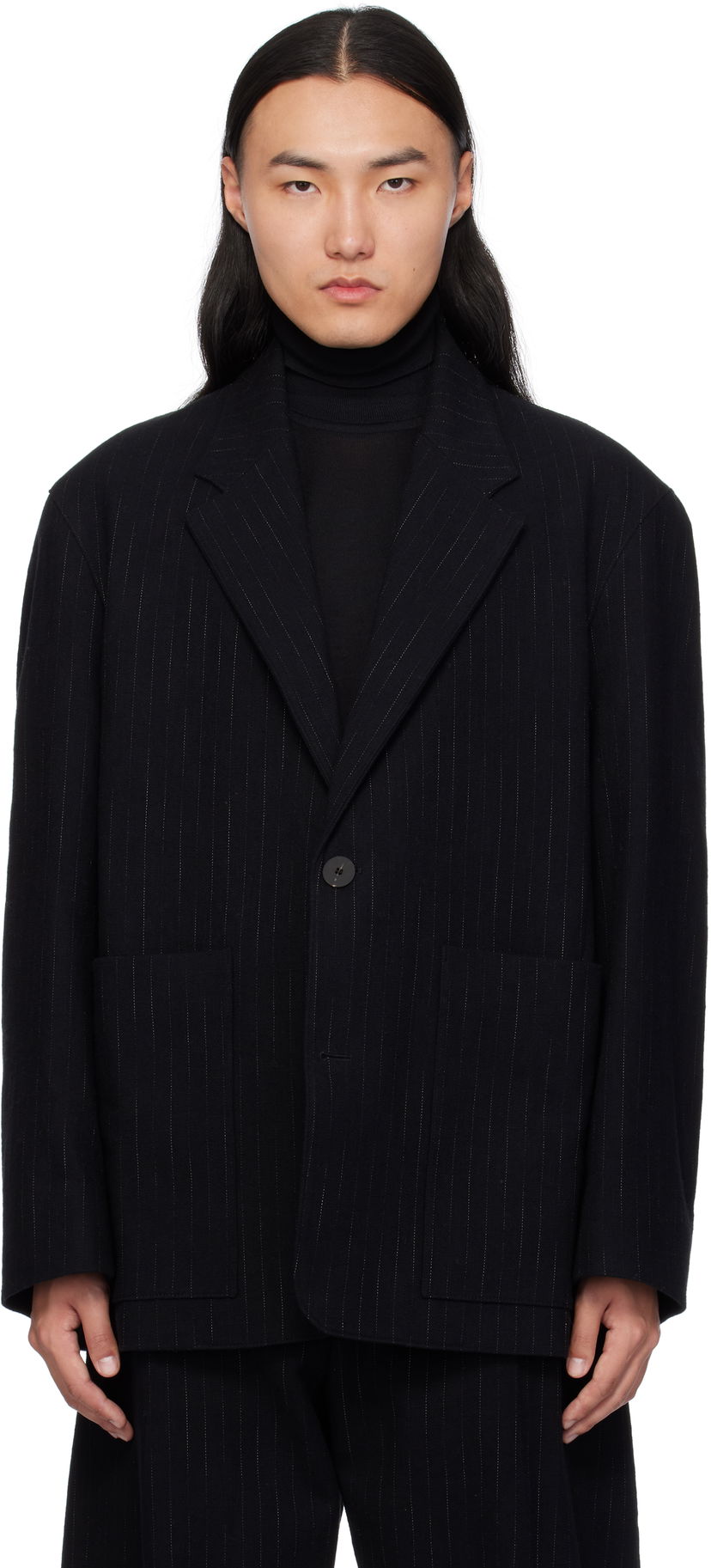 Куртка Studio Nicholson Studio Nicholson Conde Pinstripe Blazer чорний | CONDE SNM - 1251