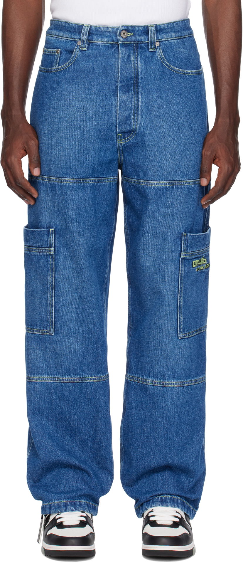 Джинси Off-White Off-White Irregular Denim Cargo Pants Синій | OMYA18QS25DEN0014250
