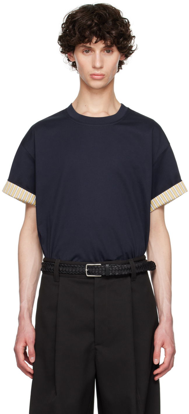 Футболка Bottega Veneta Double Layer T-Shirt темно-синій | 754683 V4HQ0 4133