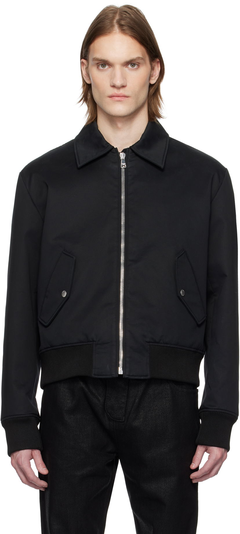 Куртка бомбер Balmain Balmain Vintage Logo Bomber Jacket чорний | EH1TF970CF87