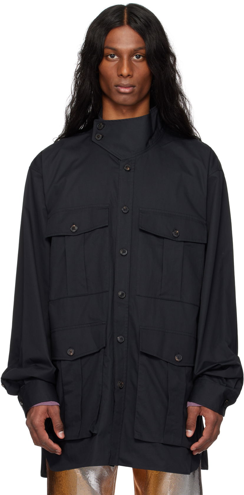 Сорочка Dries Van Noten Dries Van Noten Twill Overshirt чорний | 251-020731-1147