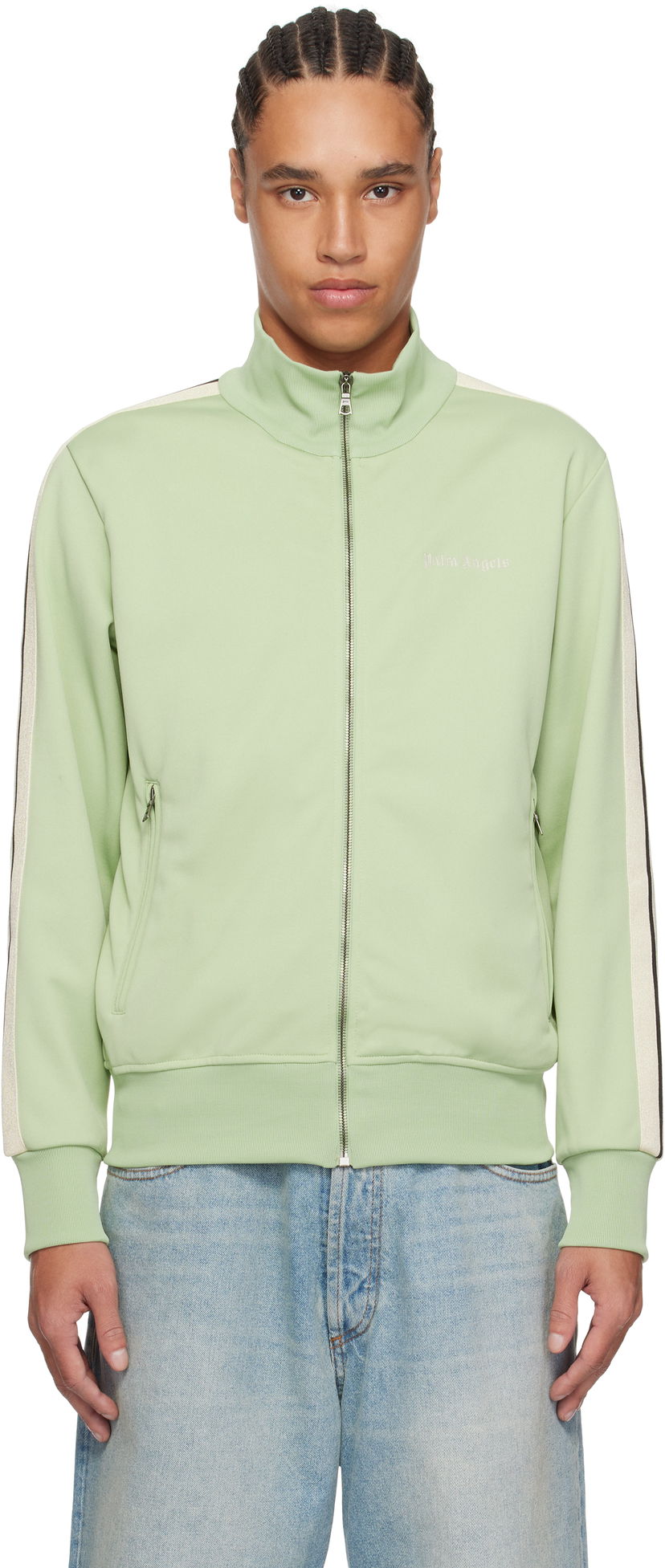 Куртка бомбер Palm Angels Palm Angels Embroidered Logo Track Jacket Зелений | PMBD058S25FAB0015303