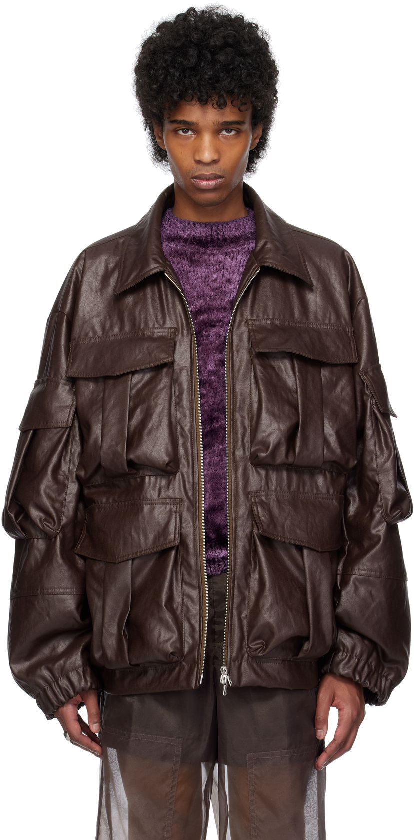 Куртка Dries Van Noten Dries Van Noten Coated Serge Jacket Коричневий | 251-020526-1502