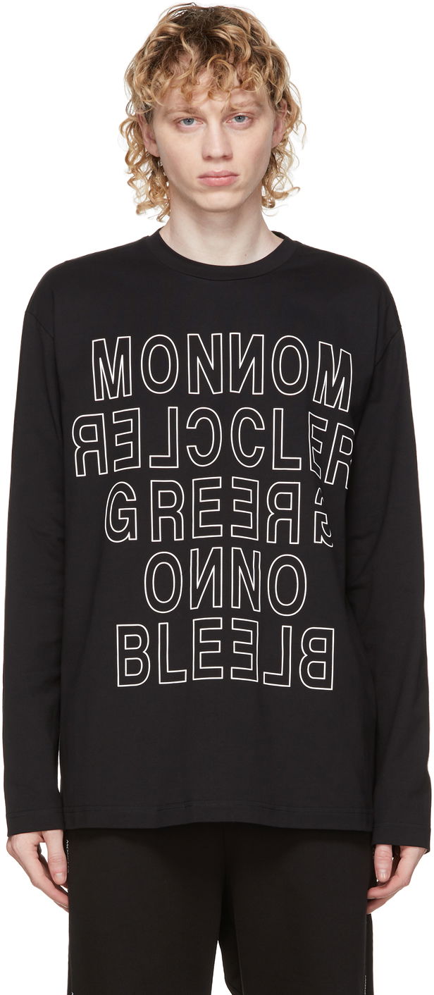 Футболка Moncler Black Logo Long Sleeve T-Shirt чорний | F20978D70010829HD