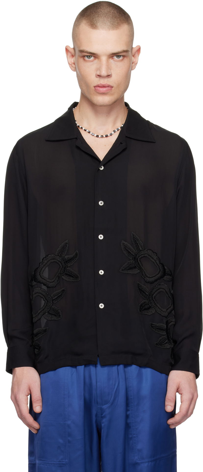 Сорочка Bode Daffodil Long Sleeve Shirt чорний | MRF24SH009