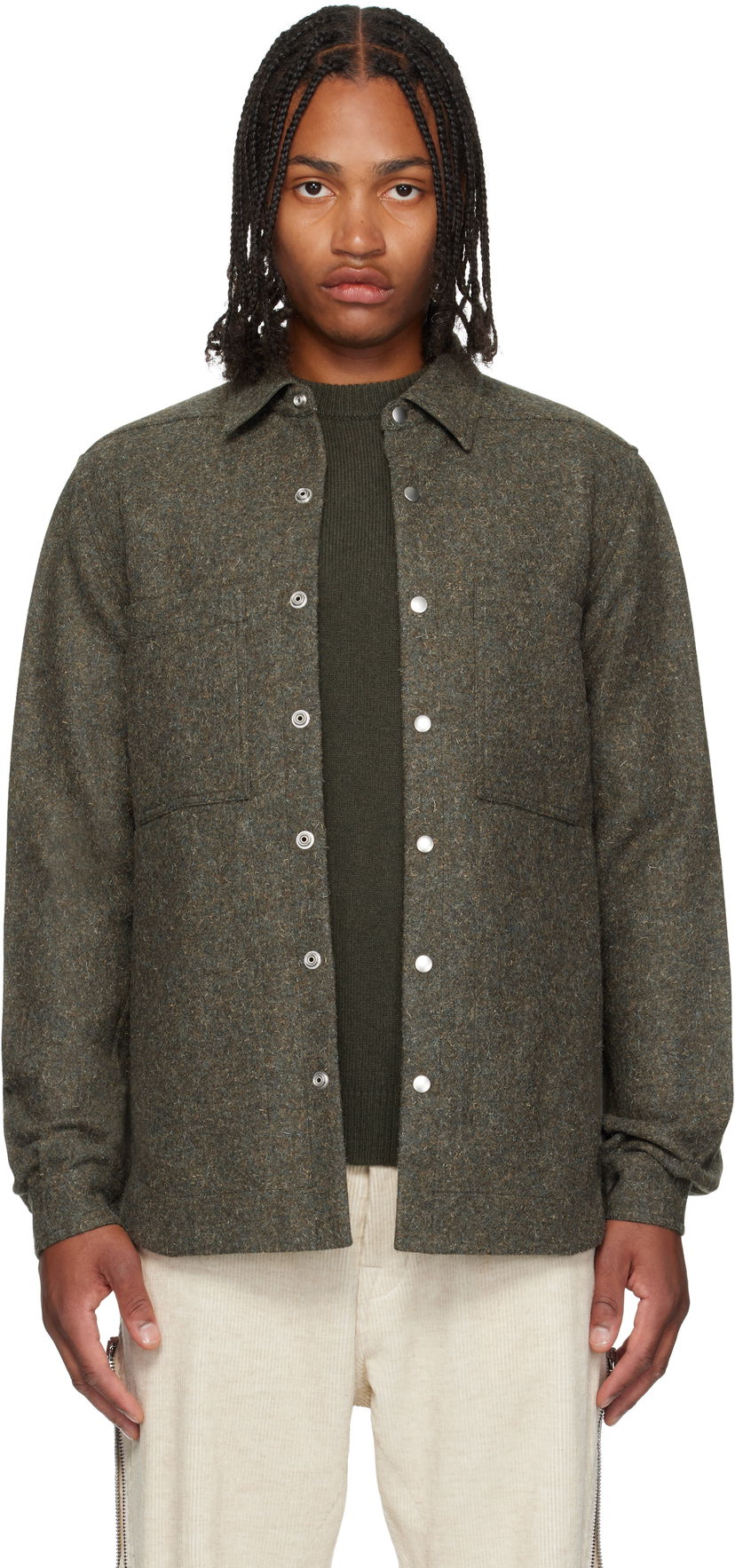 Сорочка Rick Owens Rick Owens Concordians Rugged Wool Shirt Зелений | RU02E1744 WRU