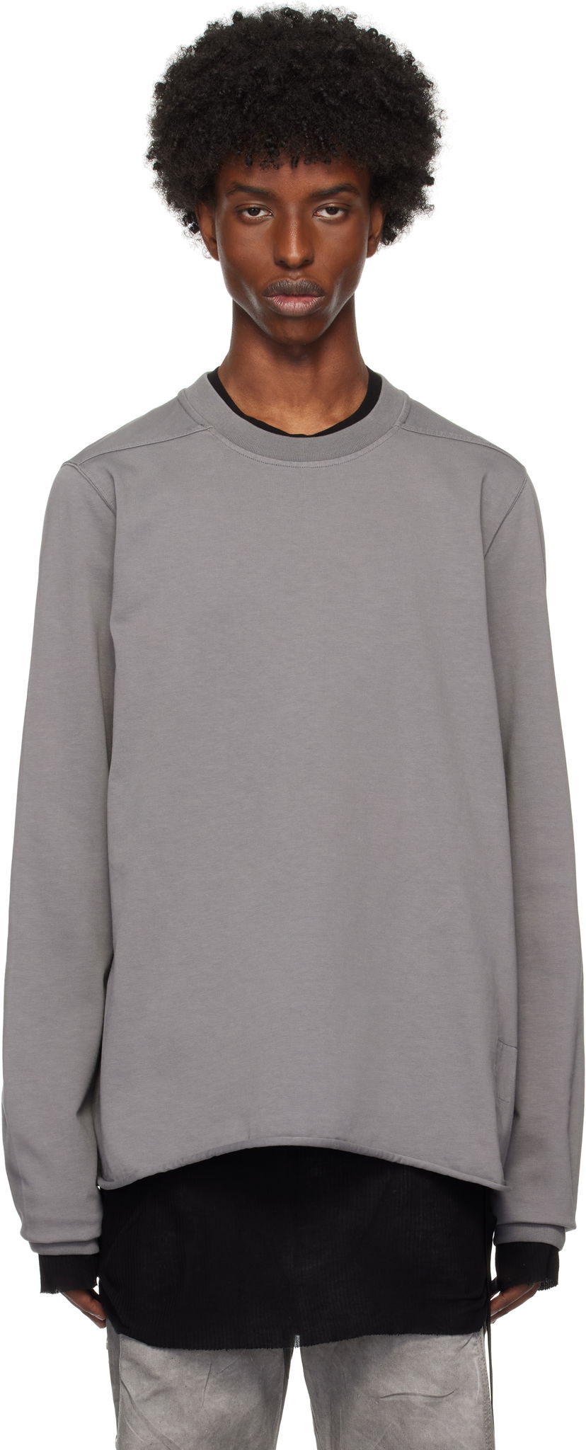 Світшоти Rick Owens Rolled Edge Sweatshirt Сірий | DU02D2279 RIGP