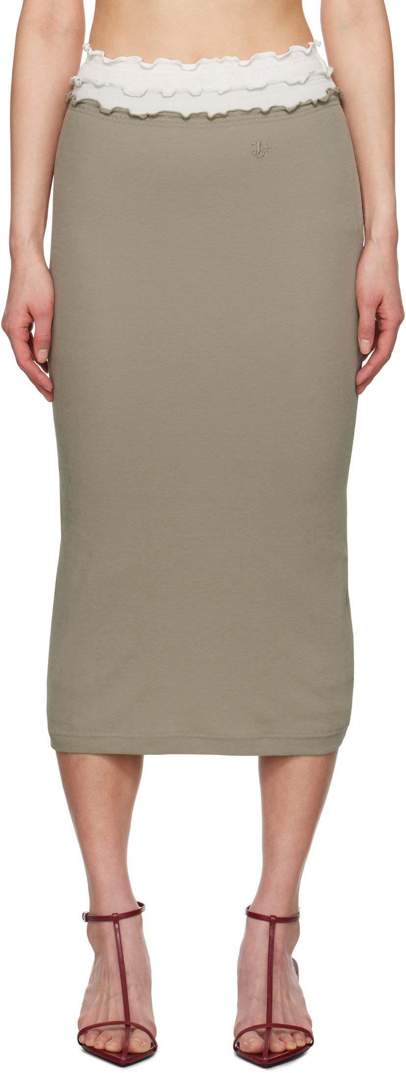 Спідниця Jil Sander Jil Sander Three Layers Midi Skirt Зелений | J40FV0105_JTN356