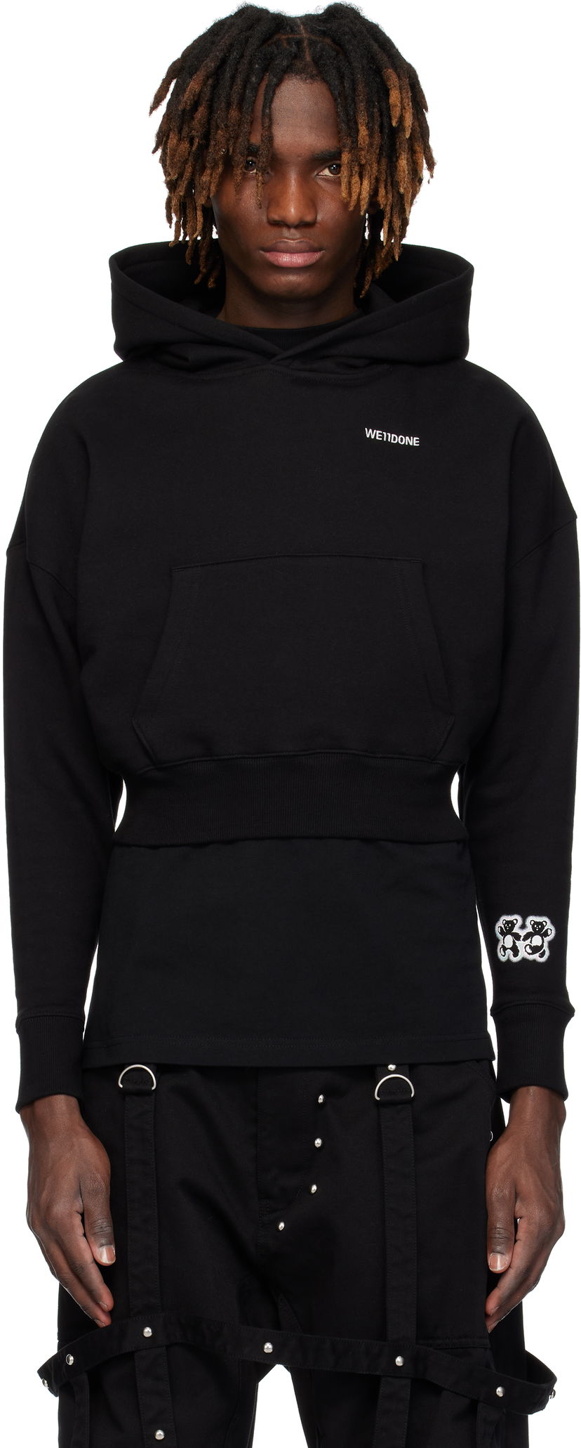 Світшоти We11done We11done Teddy Twins Sleeve Hoodie чорний | WD-TH0-25-841-U-BK