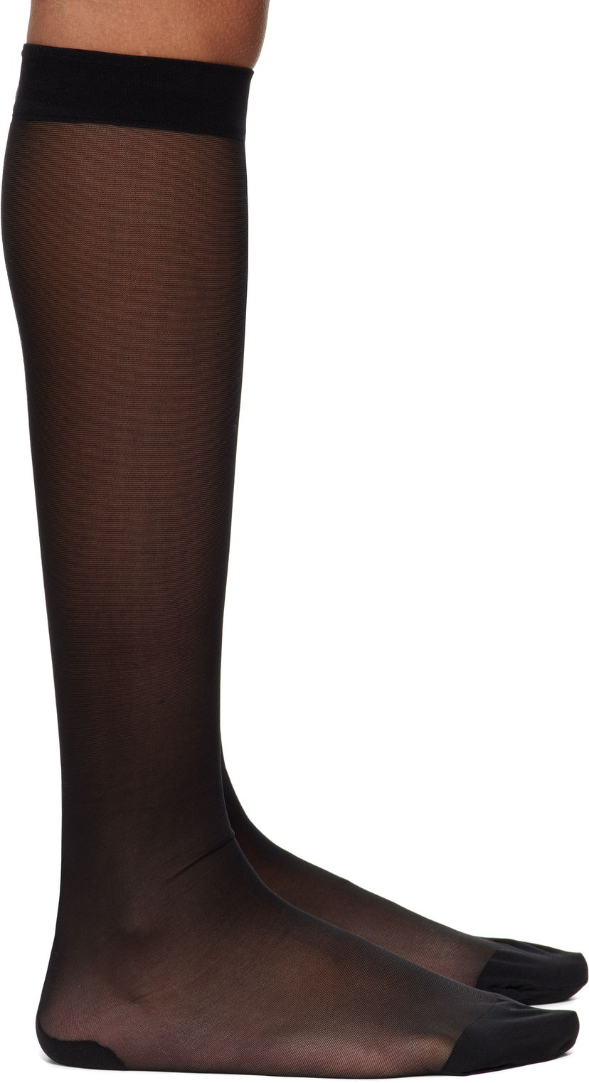 Шкарпетки Dolce & Gabbana Dolce&Gabbana Three-Pack Logo Nylon Knee-High Socks чорний | O4A44T ON02S