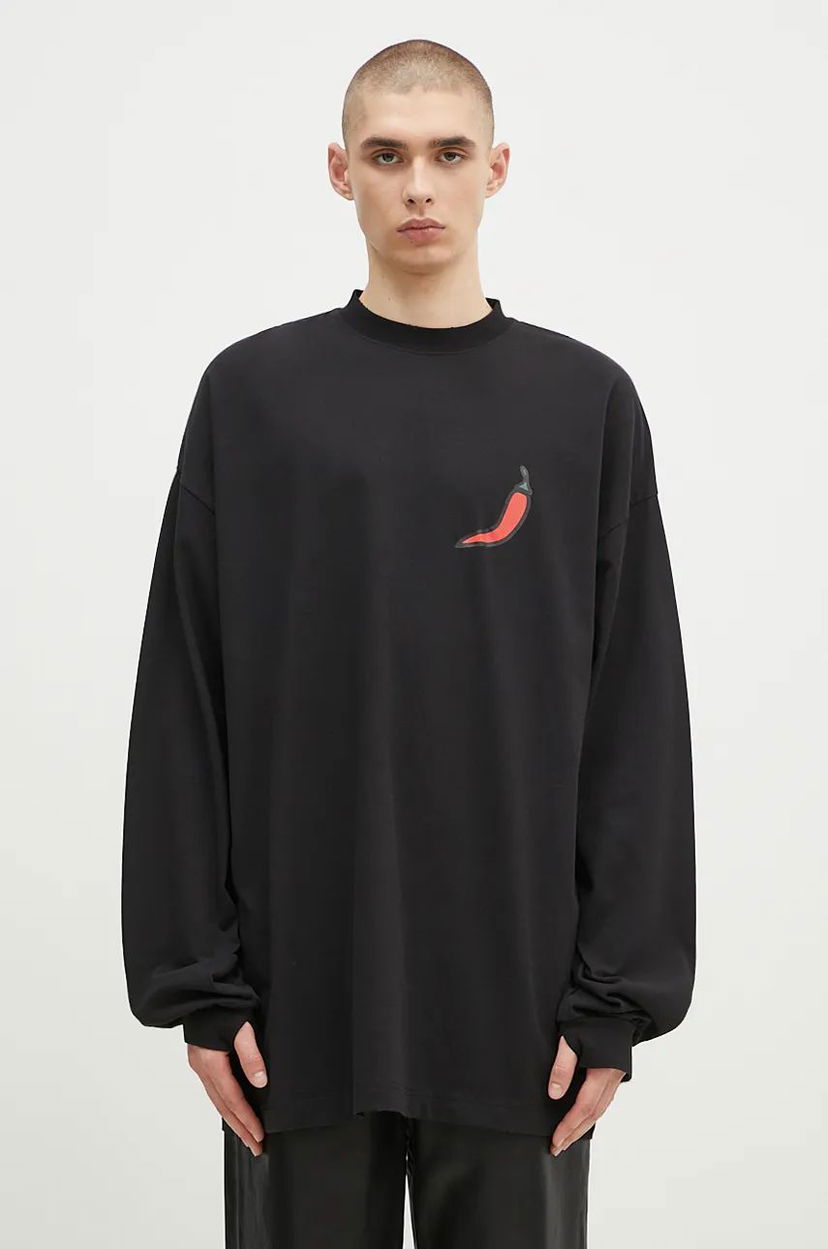 Футболка 032C Office Fruit Oversized Longsleeve T-shirt чорний | F24.URC.0271.050