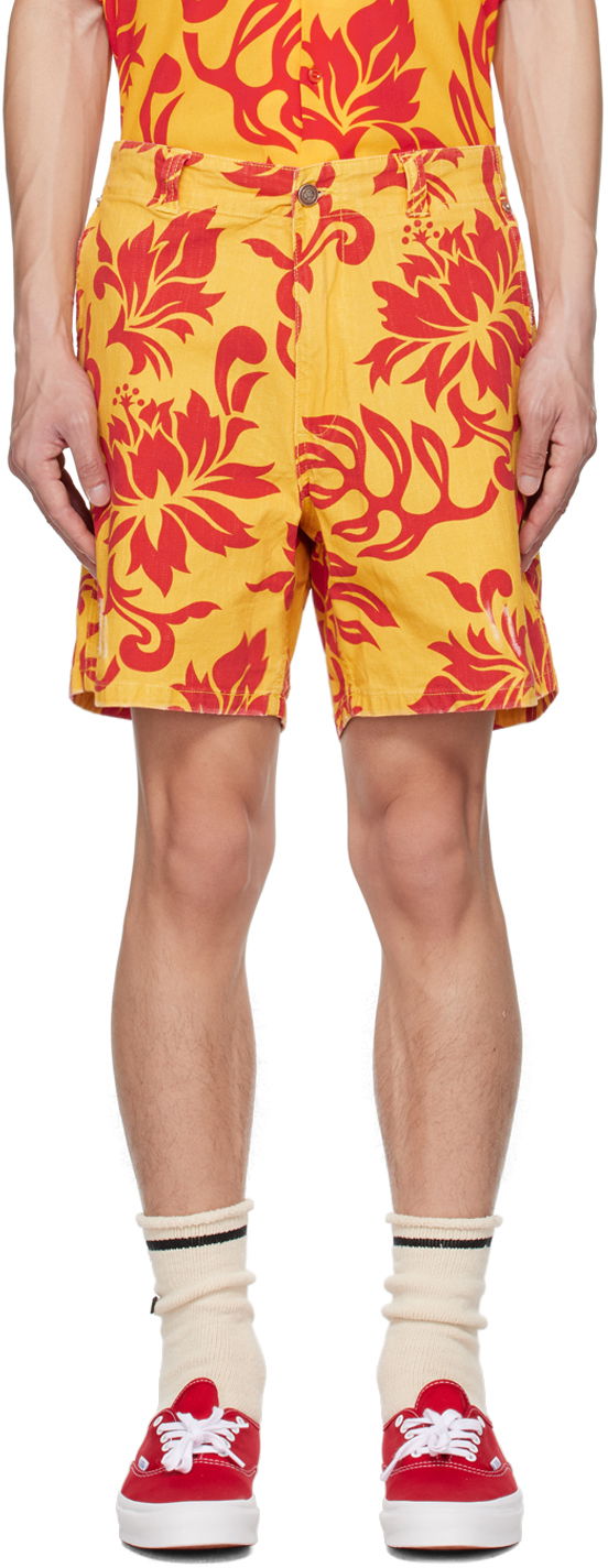 Шорти ERL Graphic Print Cotton Shorts Жовтий | ERL06P002