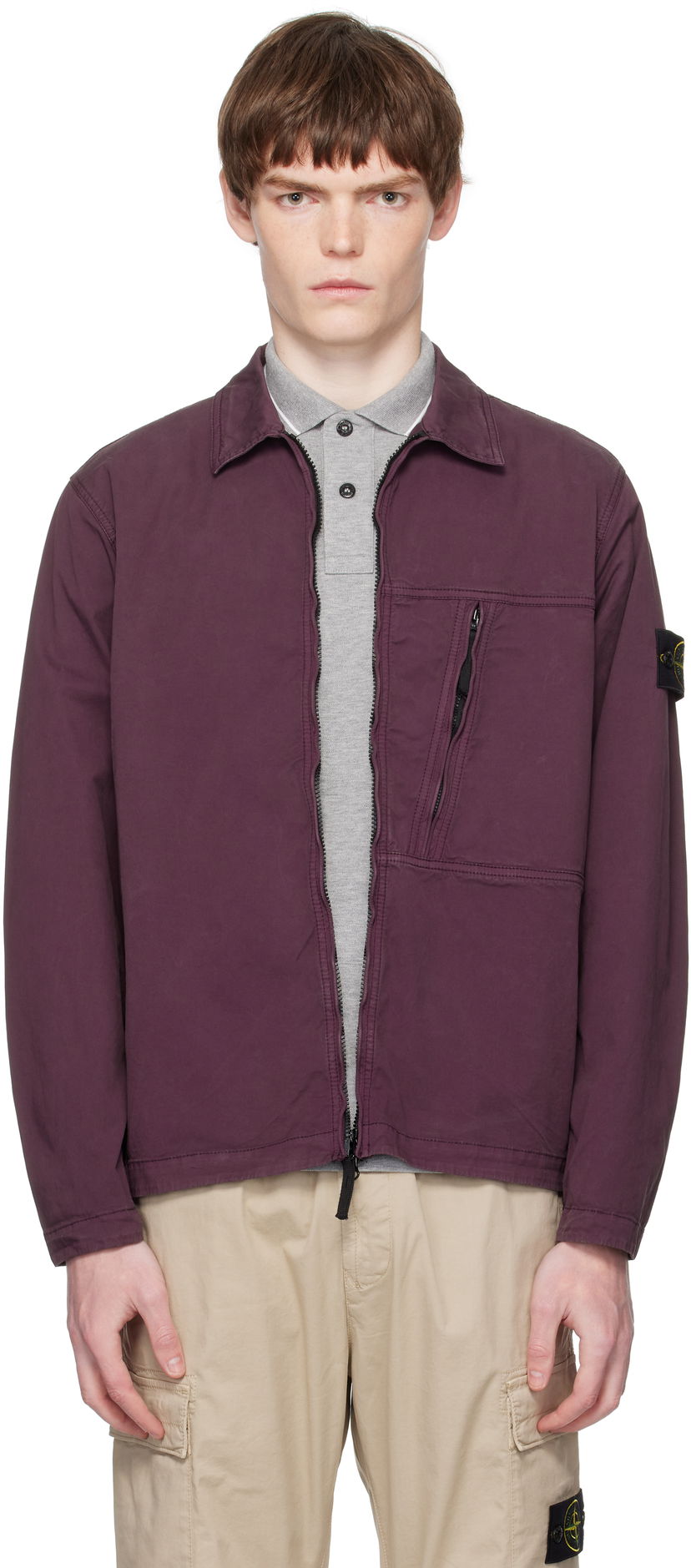 Куртка Stone Island Supima Cotton Twill Stretch-TC Jacket Бордовий | K2S15 1200003 S0010