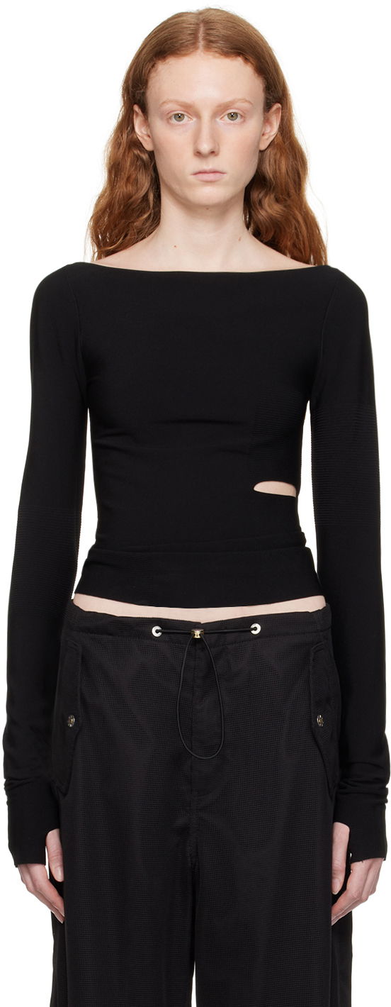 Футболка Dion Lee Cinched Slit Long Sleeve Top чорний | C7212P23