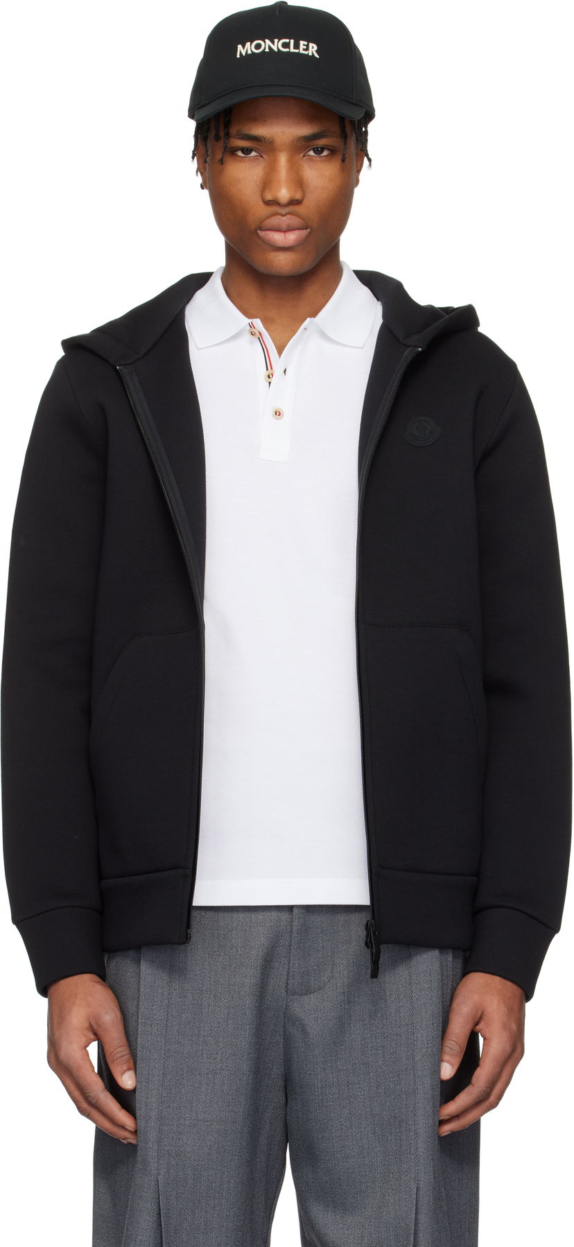 Світшоти Moncler Moncler Cotton & Neoprene Zip-Up Hoodie чорний | K10918G0000589ATP