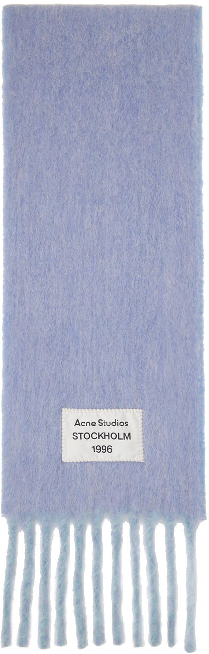Шарф Acne Studios Blue & Purple Logo Label Fringed Scarf Синій | CA0343-