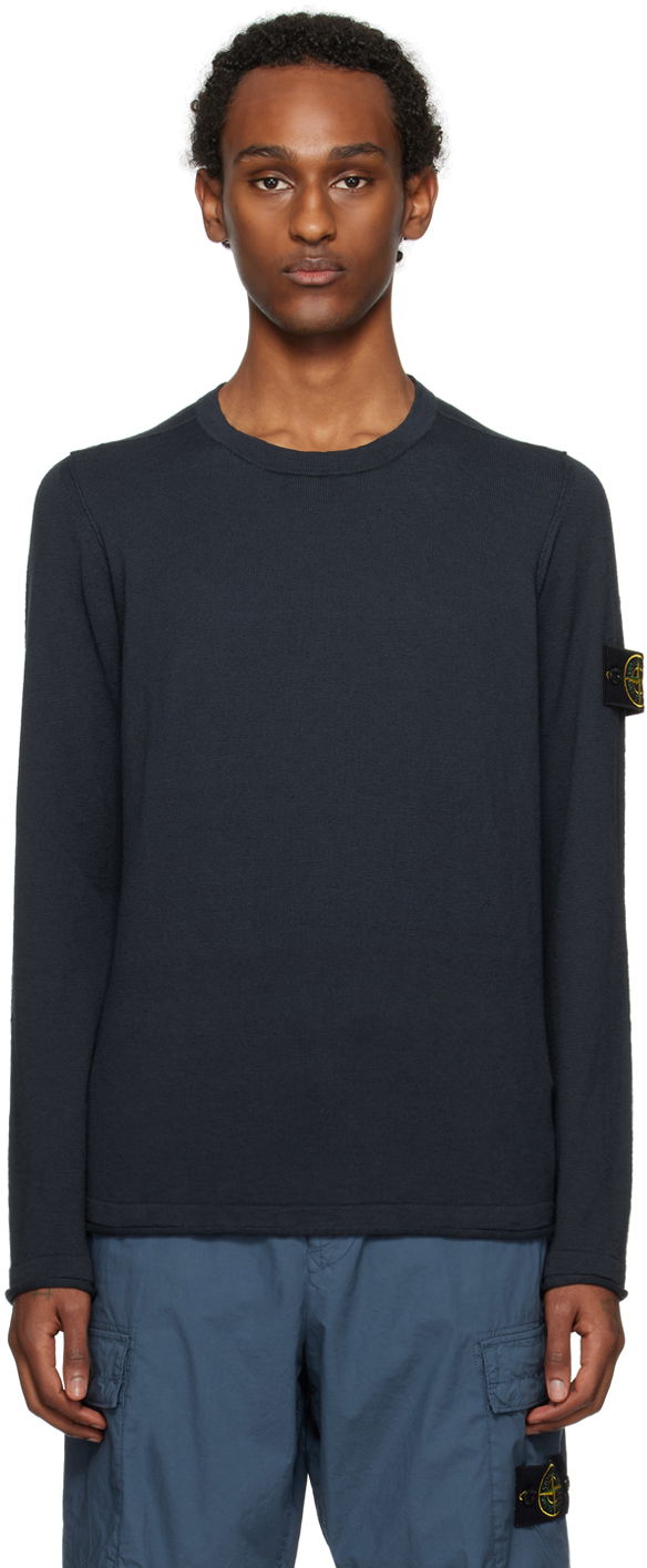 Cветр Stone Island Patch Sweater темно-синій | 8015502B0