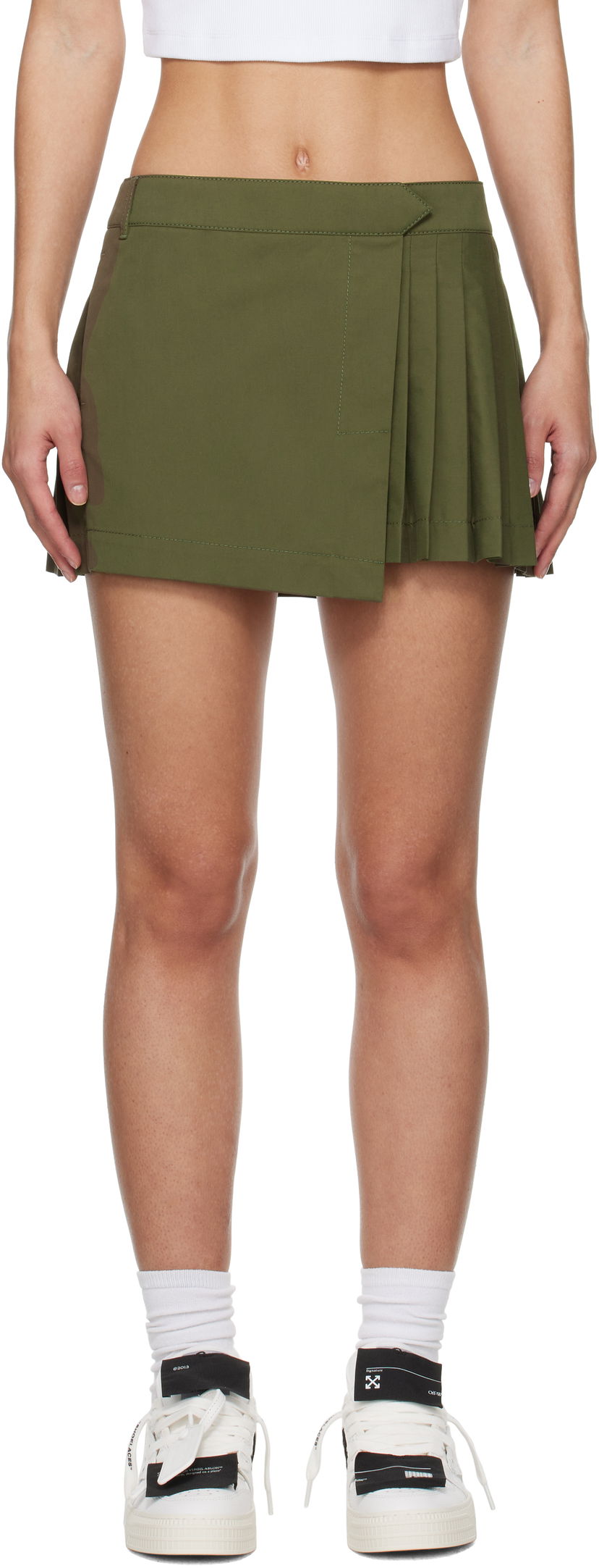 Спідниця Off-White Off-White Savana Pleated Miniskirt Зелений | OWCU014S25FAB0025800