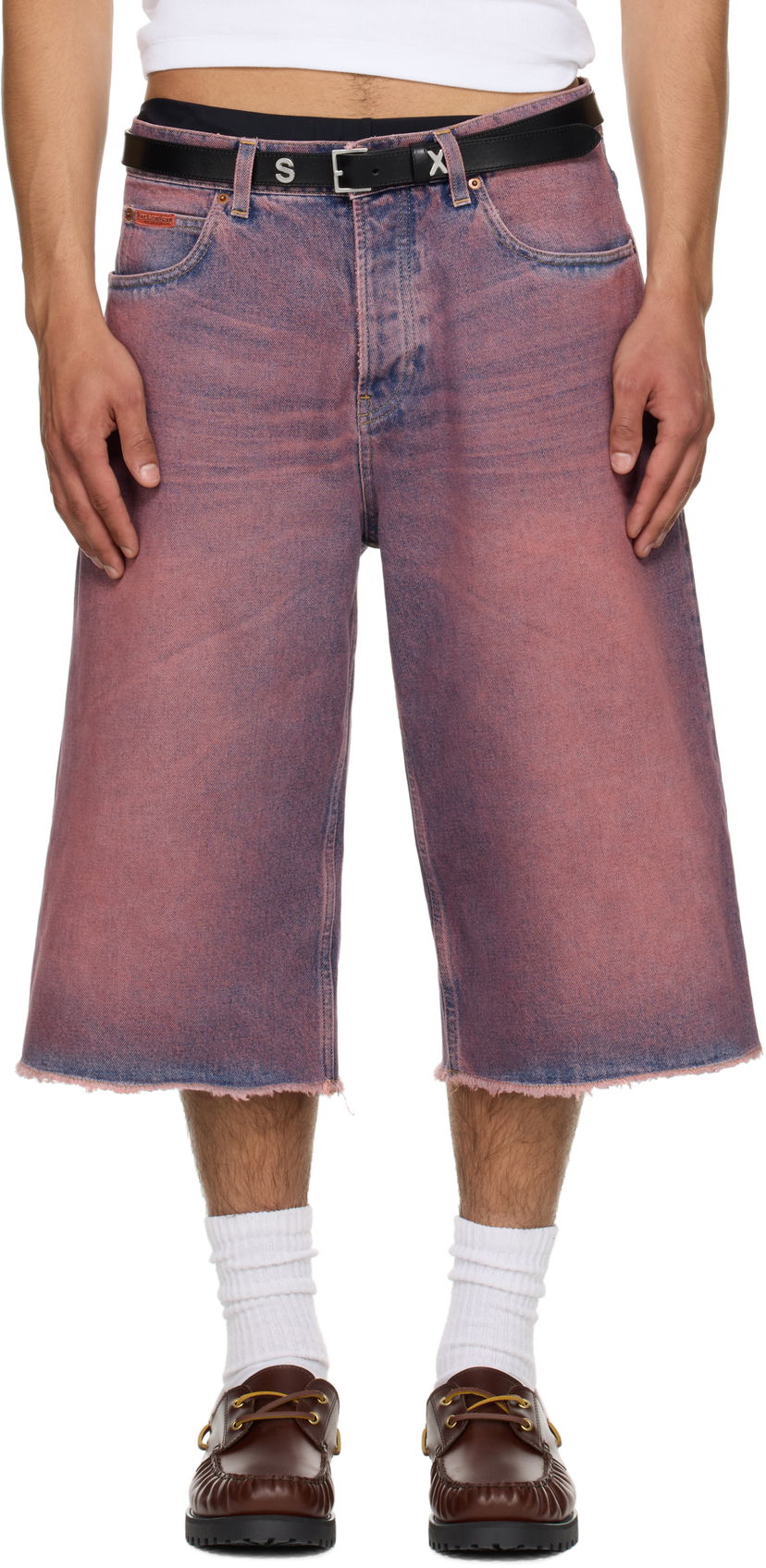 Шорти Martine Rose Martine Rose Frayed Denim Shorts Рожевий | 247WD06115