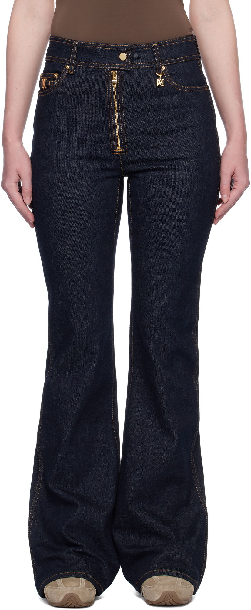 Джинси AMIRI AMIRI Zip Up Flare Jeans Синій | AWDNFR1016