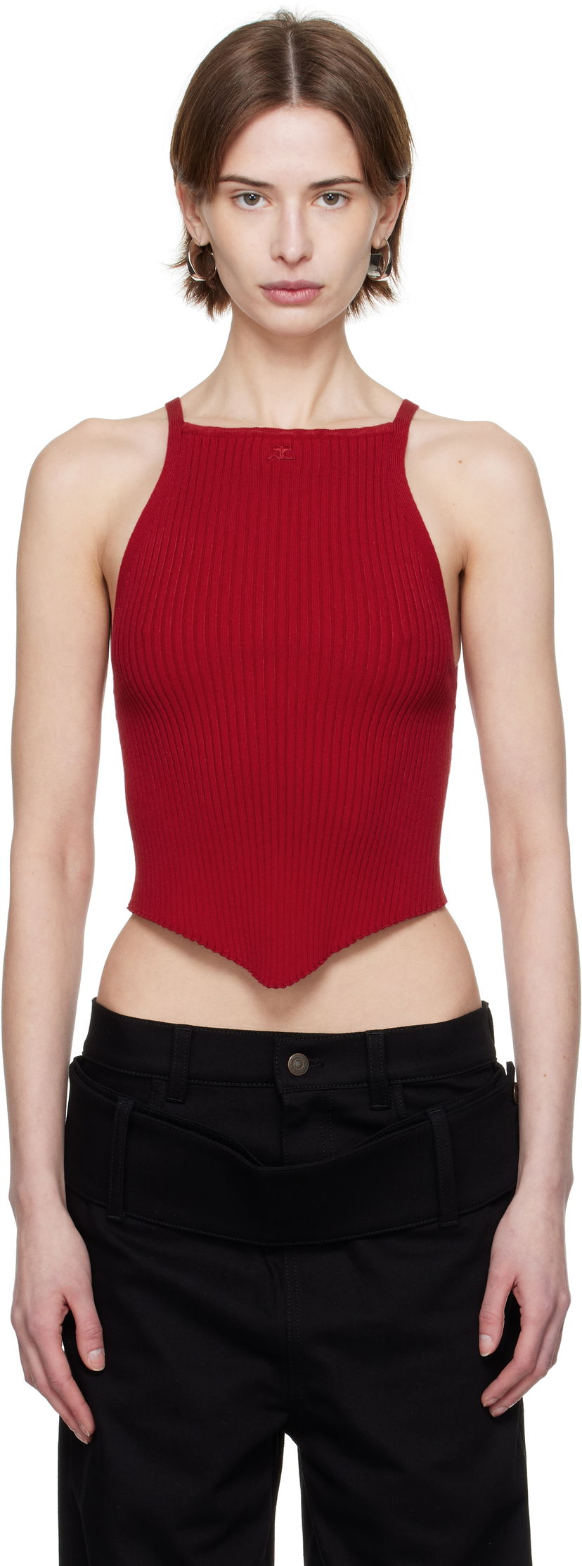 Безрукавка Courrèges Courrèges Pointy Rib Knit Tank Top Червоний | 125MTO042FI0001