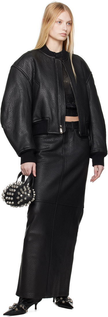 Куртка бомбер Alexander Wang Alexander Wang Cropped Leather Bomber Jacket чорний | 1WC1252627, 3