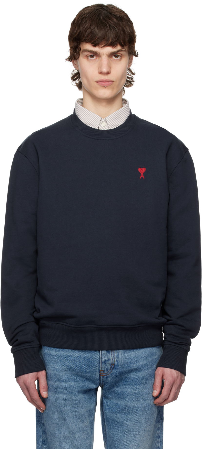 Cветр AMI AMI Paris Ami de Coeur Sweatshirt темно-синій | BFUSW035.730