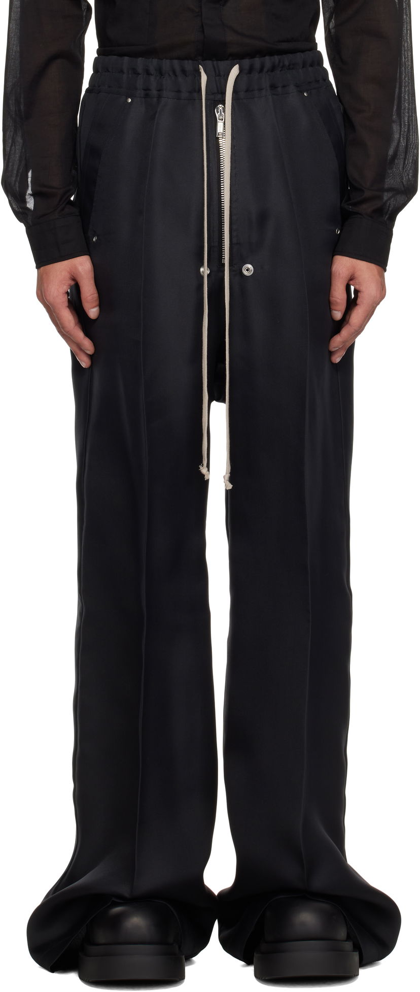 Штани Rick Owens Rick Owens Hollywood Bela Wide Leg Trousers чорний | RR01E5366 SG