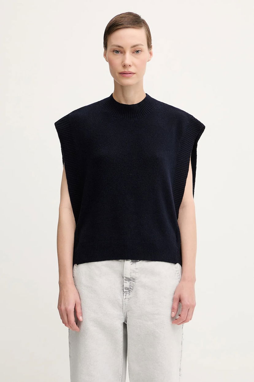 Жилет A.P.C. Wool Rib-Knit Mock Neck Vest Pull Mathilde темно-синій | WOASA.F23430