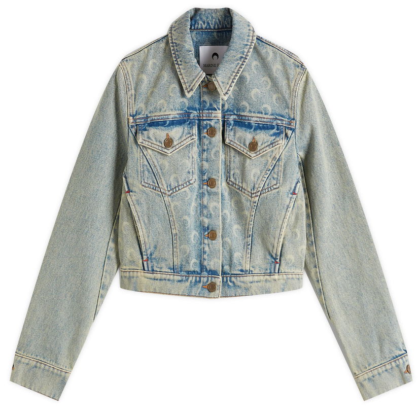 Куртка бомбер Marine Serre Marine Serre Moon Laser Denim Boxy Jacket Синій | WJA041A-BG10